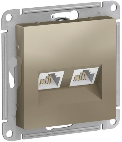 Розетка компьютерная без рамки Systeme Electric AtlasDesign 2-м. RJ45+RJ45 5e шампань фото Розетка компьютерная без рамки Systeme Electric AtlasDesign 2-м. RJ45+RJ45 5e шампань картинка